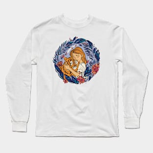 Embracing My Inner Tiger (blue&pink) Long Sleeve T-Shirt